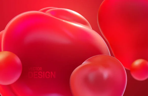 Abstraktní Pozadí Dynamickými Bublinami Červené Průsvitné Bubliny Vektorová Ilustrace Lesklých — Stockový vektor