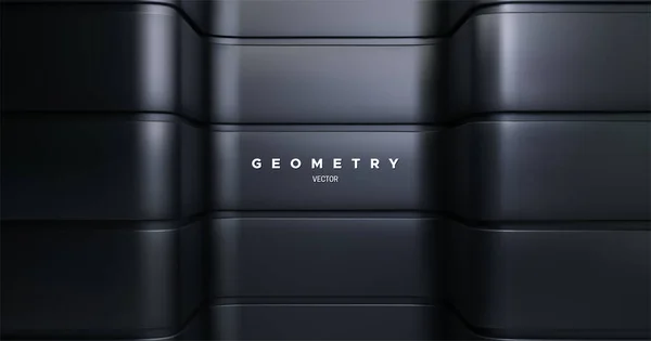 Zwarte Metalen Architectonische Achtergrond Abstract Geometrische Achtergrond Vector Illustratie Minimalistisch — Stockvector