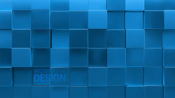 Fondo Cúbico Azul Decoración Aleatoria Mosaico Ilustración Geométrica Vectorial Formas — Archivo Imágenes Vectoriales