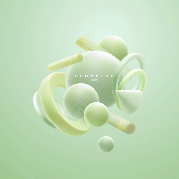 Pastel Menta Verde Formas Geométricas Racimo Fondo Elegante Abstracto Ilustración — Vector de stock