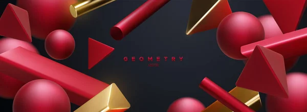 Czerwone Złote Geometryczne Kształty Tła Abstrakcyjne Eleganckie Tło Ilustracja Wektora — Wektor stockowy