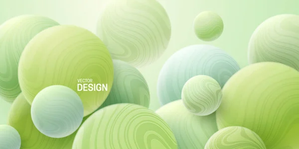 Abstract Background Mint Green Bubbles Marbled Spheres Vector Illustration Balls — Stok Vektör