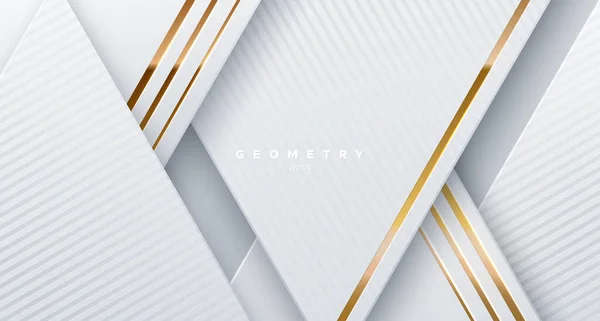 Abstract White Background Golden Glowing Strings Vector Illustration Geometric Backdrop — Vetor de Stock