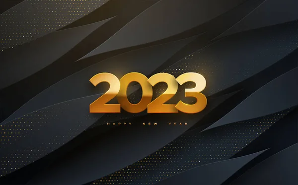 Happy New 2023 Year Vector Holiday Illustration Golden 2023 Numbers — Stock Vector