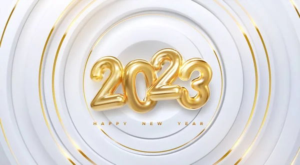 Frohes Neues Jahr 2023 Vektorurlaubsillustration Der Goldenen Zahlen 2023 Weiß — Stockvektor