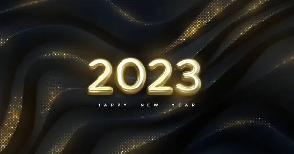 Happy New 2023 Year Vector Holiday Illustration Golden Numbers 2023 — Stock Vector