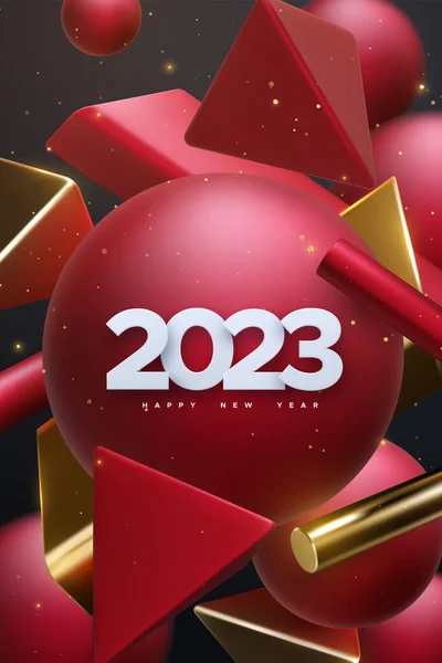 Frohes Neues Jahr 2023 Urlaubsvektorillustration Weißer Papierzahlen 2023 Und Abstrakter — Stockvektor
