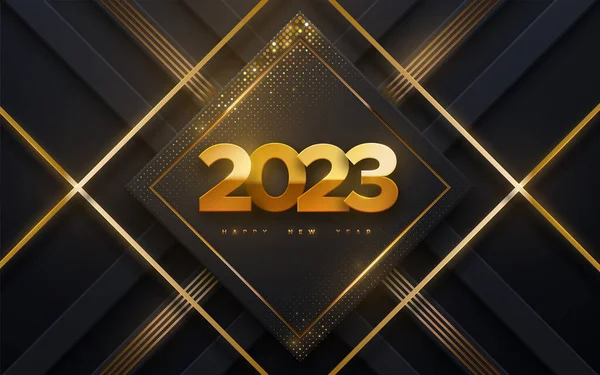 Frohes Neues Jahr 2023 Vektor Urlaub Illustration Der Goldenen Zahlen — Stockvektor