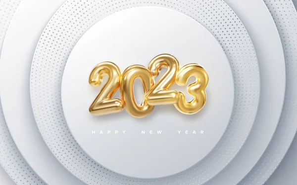 Frohes Neues Jahr 2023 Vektorurlaubsillustration Der Goldenen Zahlen 2023 Weißes — Stockvektor