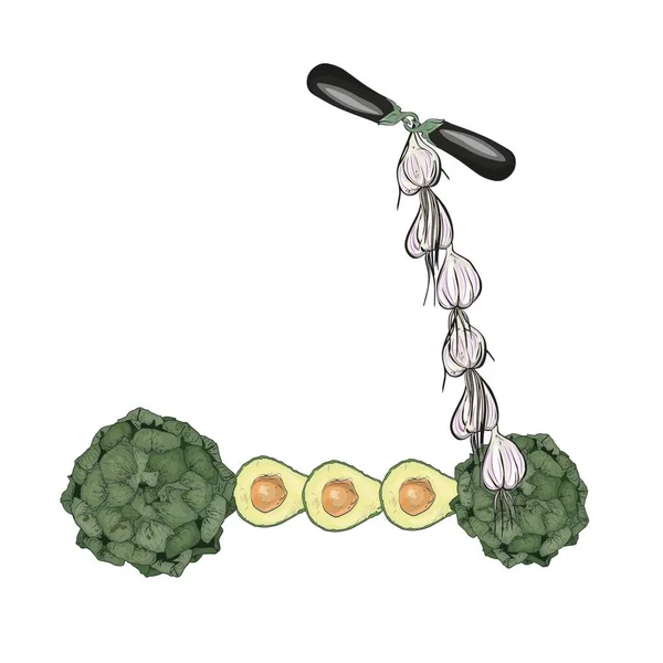 Vektorillustration Eines Fahrrads Aus Gemüse Öko Logo Grünes Life Emblem — Stockvektor