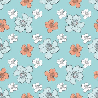 Çiçekli vektör deseni. Kağıda basmak için kusursuz çiçek çizimi, tasarımcılar için boş, tekstil üzerine baskı