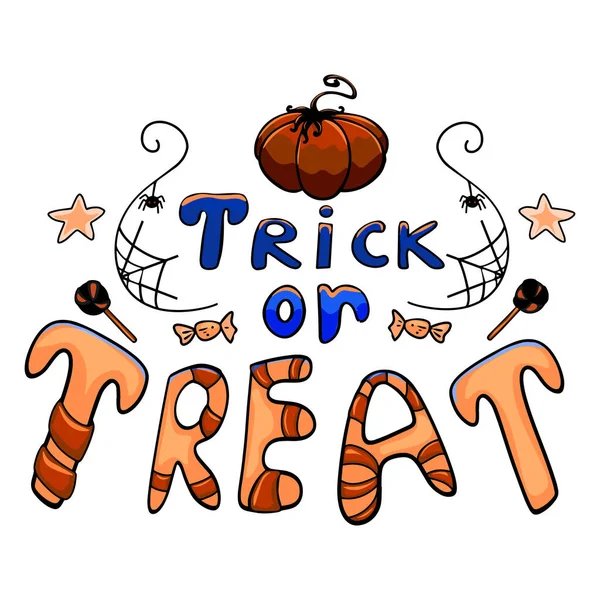 Halloween Inscription Trick Treat Vector Image Font Halloween Style Autumn — 图库照片