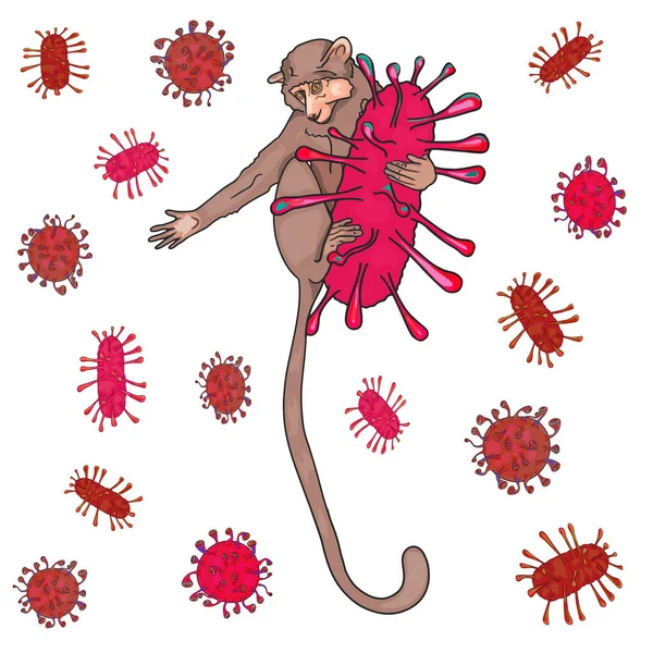 Monkey Virus Isolated White Background Monkeypox Infectious Disease Blank Designers — Stockfoto