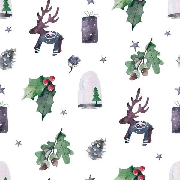 Patrón repetitivo sin costuras con adornos navideños texturizados en negro, rosa pastel y gris sobre fondo blanco. Textil festivo moderno y original, envoltura de regalo, diseño de arte de pared. —  Fotos de Stock