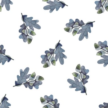 Elle çizilmiş kusursuz noel deseni. Sonbahar temalı arka plan. Suluboya