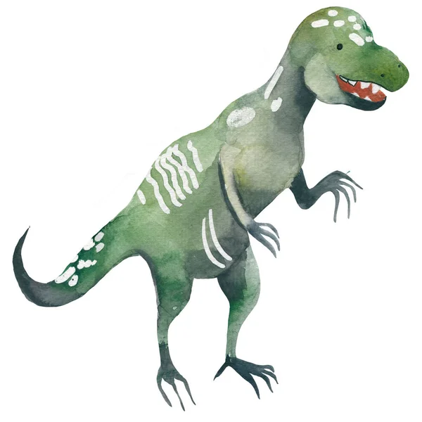 티라노사우루스 공룡은 흰색으로 분리되었다 손으로 귀여운 삽화는 어린이용 보육기 벽지등이었습니다 — 스톡 사진