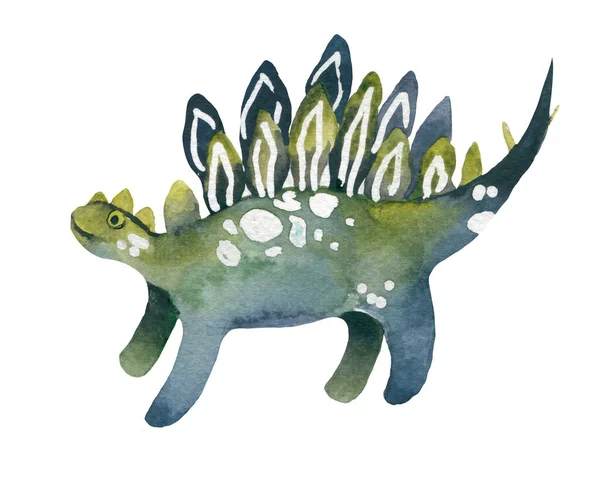 Stegosaurus Acuarela Dinosaurio Aislado Blanco Dibujado Mano Linda Ilustración Para — Foto de Stock