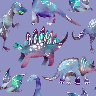 Seamless background with abstract dinosaurs