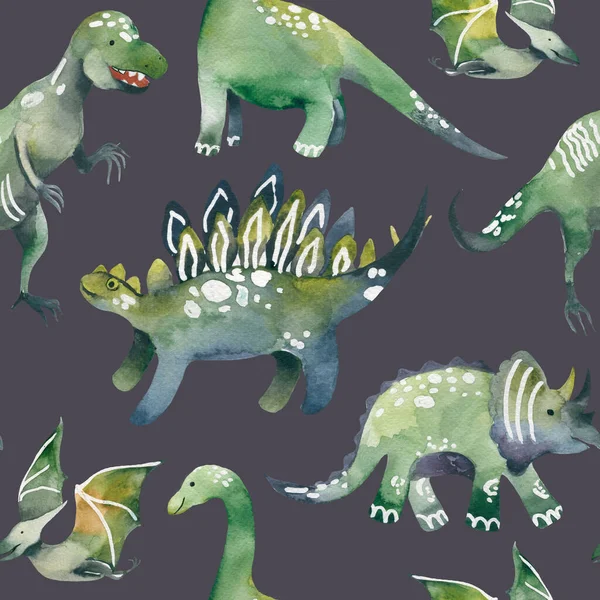 Seamless background with abstract dinosaurs — ストック写真