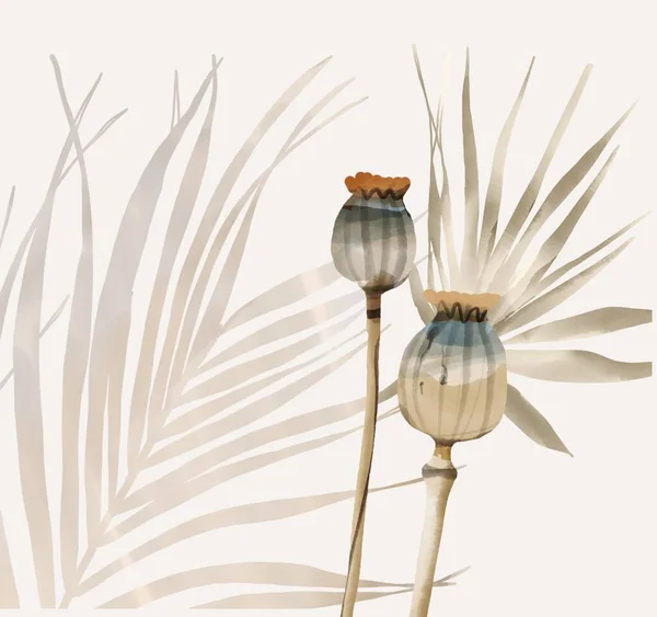 ドライボウの花は挨拶のための組成デザイン — ストック写真