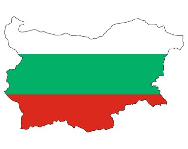 Bulgaristan bayraklı haritası - ulusal bayrağı olan bir devletin ana hatları