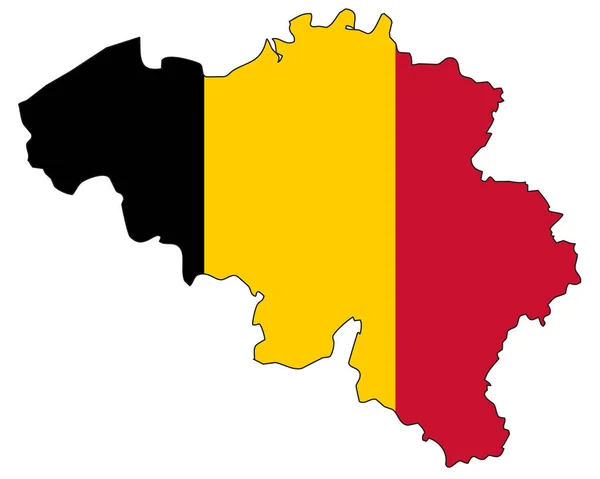 Mapa da Bélgica com bandeira - esboço de um Estado com bandeira nacional —  Vetores de Stock