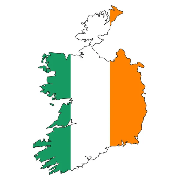 Ireland map with flag - outline of a state with a national flag — Stock Vector