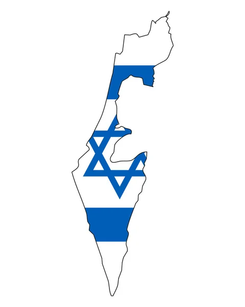 Карта Израиля с флагом - контур государства с национальным флагом — стоковый вектор