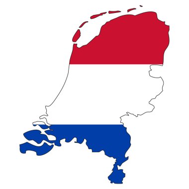 Bayrak taşıyan Hollanda haritası - ulusal bayrağı olan bir devletin ana hatları