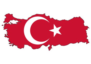 Bayrağı olan Türkiye haritası - ulusal bayrağı olan bir devletin ana hatları