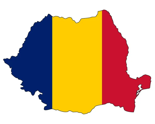 罗马尼亚的国旗地图- -国旗国家的轮廓 — 图库矢量图片