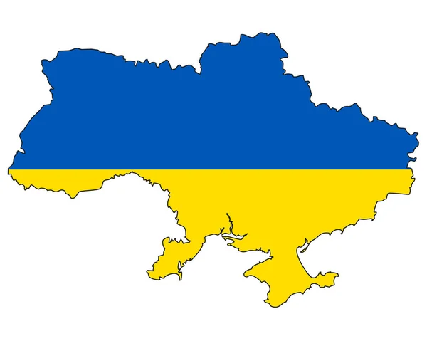 带有国旗的乌克兰地图- -国旗国家的轮廓 — 图库矢量图片