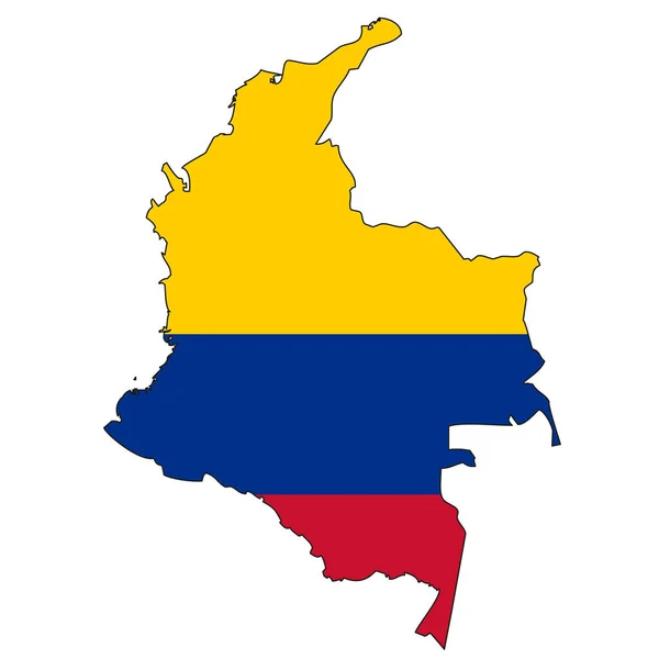 Mapa de Colombia con bandera - esquema de un estado con bandera nacional — Archivo Imágenes Vectoriales