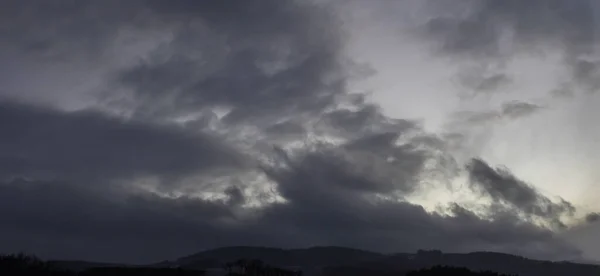 Oblačná Obloha Panorama Krajina Bouřkové Mraky Větru Nad Horizontem — Stock fotografie