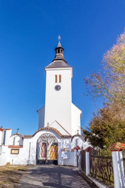 Albrechtice nad Vltavou, Çek Cumhuriyeti - 02 19 2022: St. Peter ve Paul Kilisesi