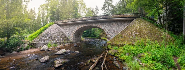 Old Stone Bridge Divoka Orlice River Zemska Brana Nature Reserve — стокове фото