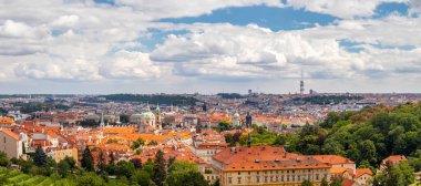 Prague cityscape panorama - city landscape of historical part of the old town, Czech republic