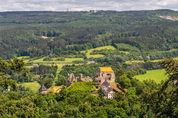 Потстейн Чеська Республіка 2022 Замок Потстейн Зруйнований Замком Лісистому Пагорбі — стокове фото