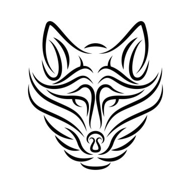 Bir kurt kafasının kabile dövmesinin soyut bir çizimi.