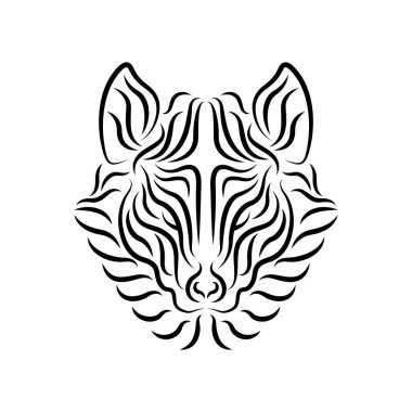 Bir kurt kafasının kabile dövmesinin soyut bir çizimi.