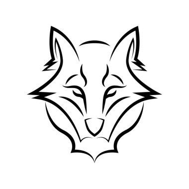 Bir kurt kafasının kabile dövmesinin soyut bir çizimi.