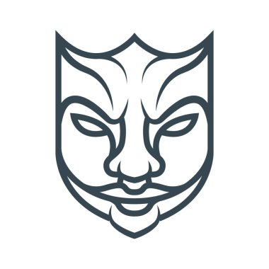 Bu, çeşitli antika yüz şekillerine sahip bir kalkanın temel biçiminde bir yüz çizim sanatı.