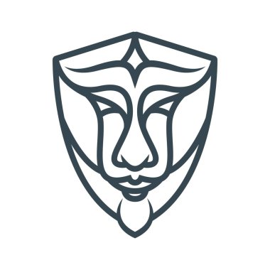 Bu, çeşitli antika yüz şekillerine sahip bir kalkanın temel biçiminde bir yüz çizim sanatı.