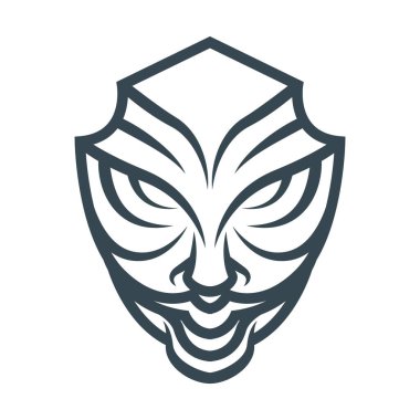 Bu, çeşitli antika yüz şekillerine sahip bir kalkanın temel biçiminde bir yüz çizim sanatı.