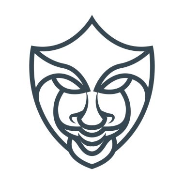 Bu, çeşitli antika yüz şekillerine sahip bir kalkanın temel biçiminde bir yüz çizim sanatı.