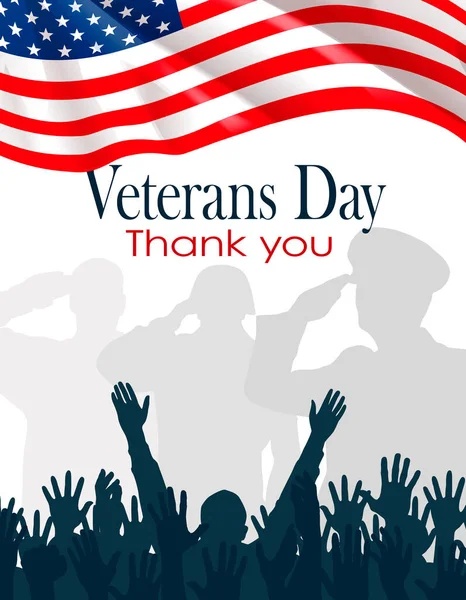 Veterans Day Soldiers Salute Backdrop American Flag Close — Stock Photo, Image