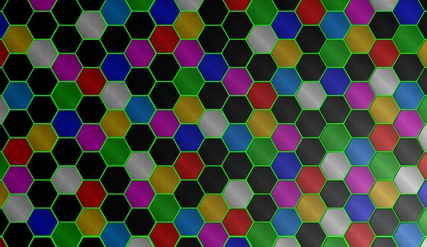 Motif Rendu Nombreux Hexagones Colorés Détail — Photo