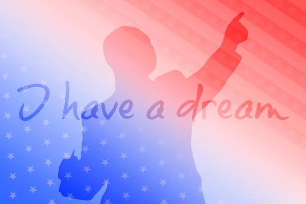 マーティン ルーサー キング アメリカの国旗を背景にした碑文 Have Dream — ストック写真