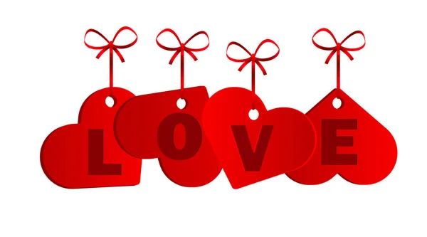 Valentine Day Hearts Hanging Rope Letters Love Close — Stok fotoğraf
