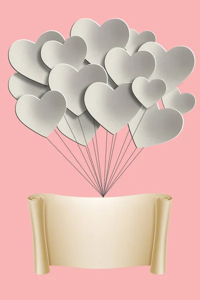 White Paper Hearts Form Balloons Place Inscription Detail — Stock Photo, Image